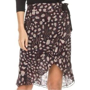 NEW! $295 IRO Lingo print Palmer wrap skirt in Black, burgundy and White 38 US S